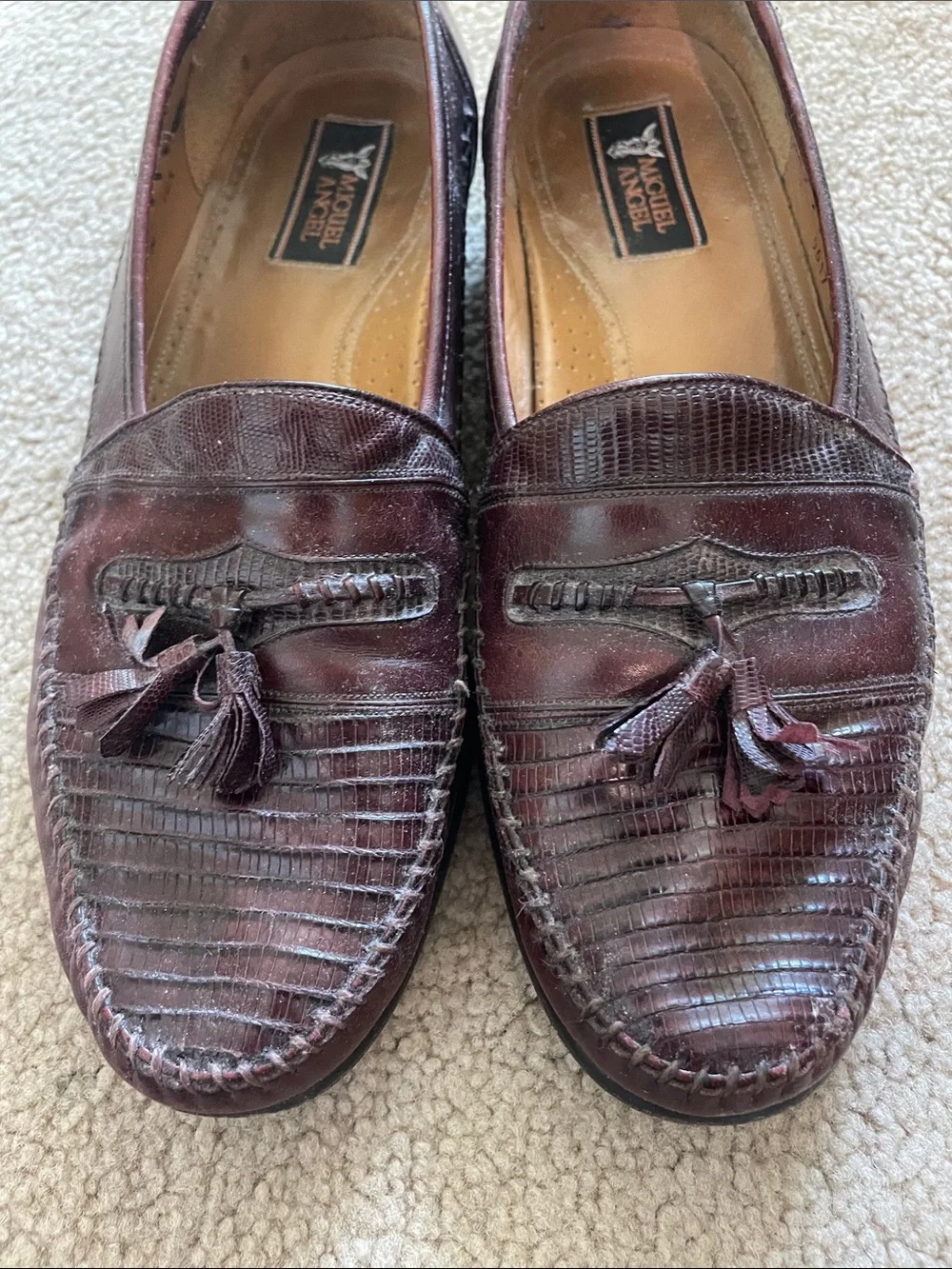 Vintage Miguel Angel Tassel Loafers in Burgundy Brown - Men